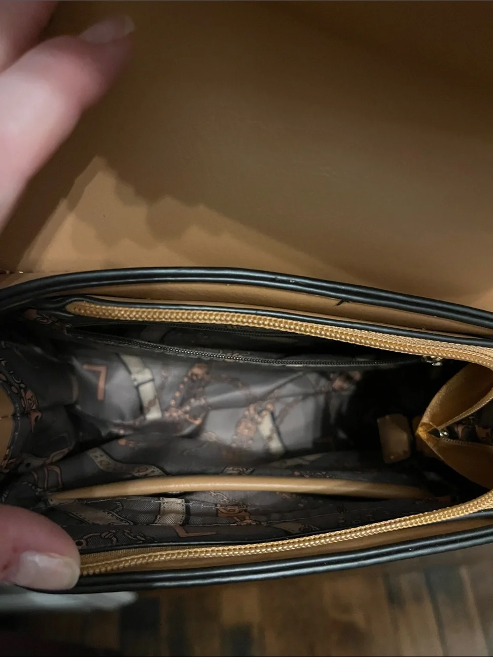 Neutral Tan Chain Crossbody Bag with Gold Hardware
